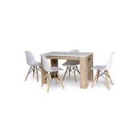 Comedor blanco madera con 4 sillas blanco