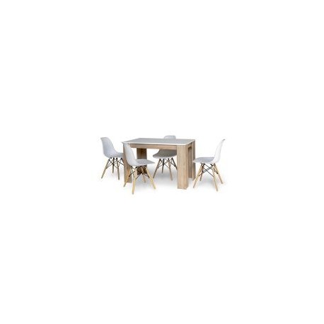 Comedor blanco madera con 4 sillas blanco