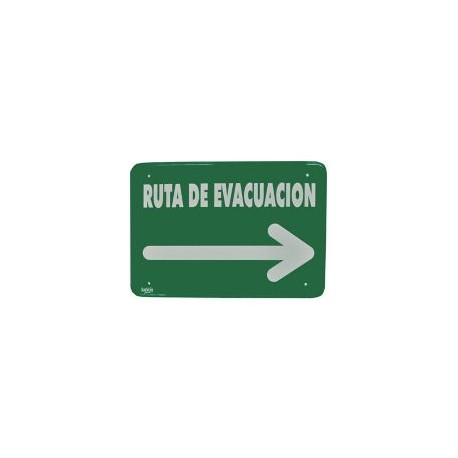 Señal "ruta de evacuación flecha derecha" placa rígida autoadherible 35 x 24 cm