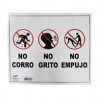 Señal en poster "no corro no empujo no grito" lámina de estireno 40 x 34 cm